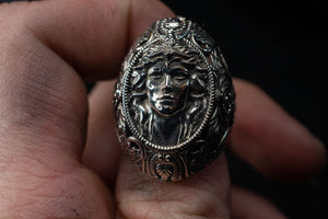 Wings of Athena - Silver Greek Goddess Cameo Ring