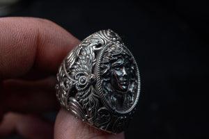 Wings of Athena - Silver Greek Goddess Cameo Ring