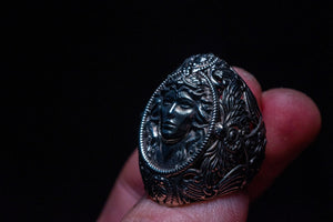 Wings of Athena - Silver Greek Goddess Cameo Ring
