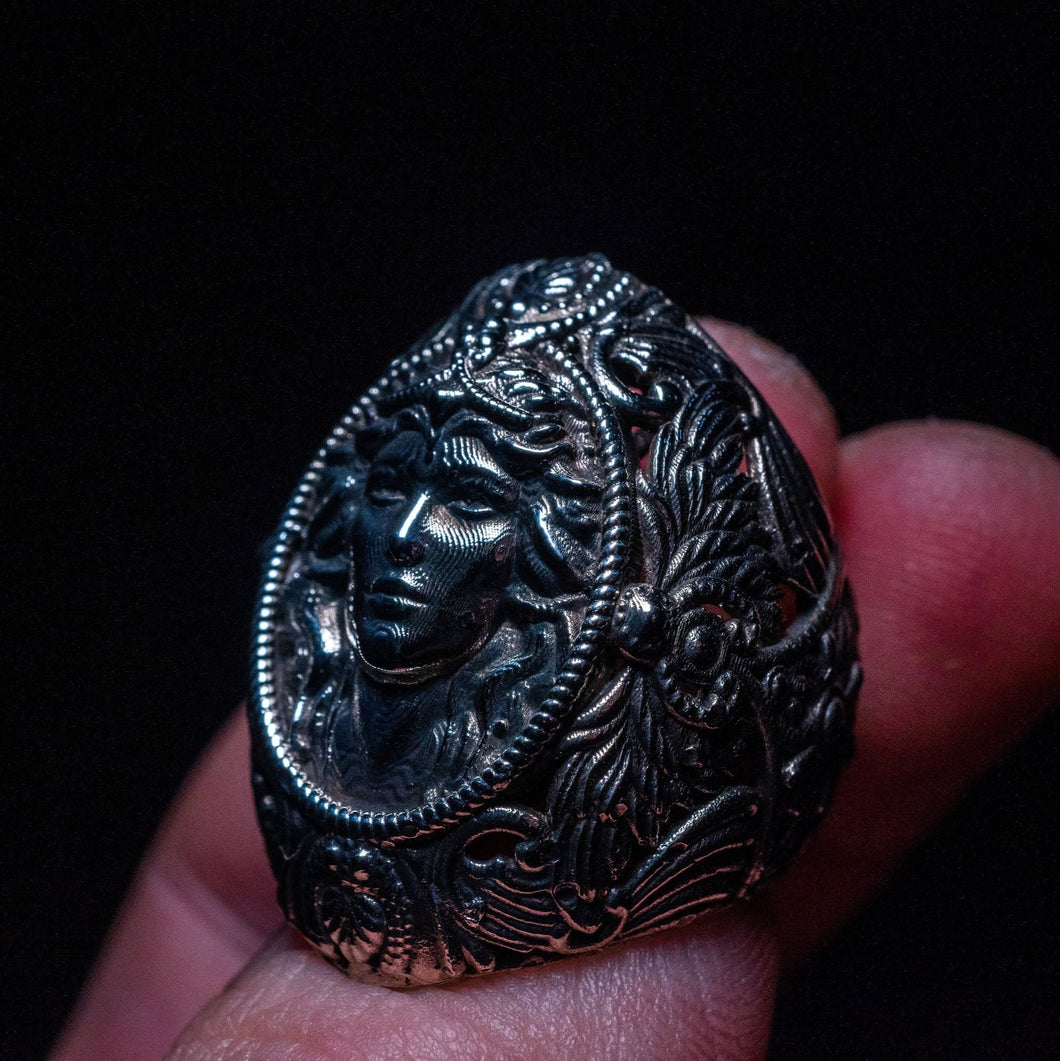 Wings of Athena - Silver Greek Goddess Cameo Ring