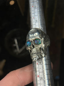 Skull Ring with Crushed Opal Eyes