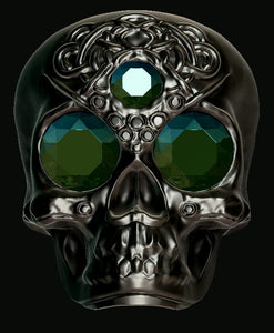 Face of the Machine - AI Designed Emerald Skull Pendant