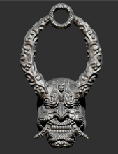 Load image into Gallery viewer, The Cursed Mask of Shuten Doji - Japanese Oni Demon Pendant
